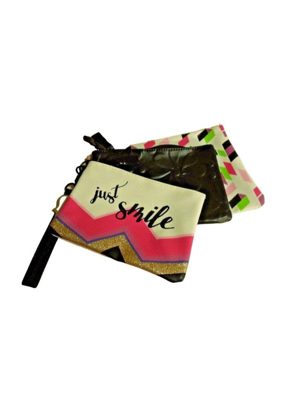 Mirror Mirror Wristlet Set of 3 (Just Smile, Blk Flower, It's a Good Day)